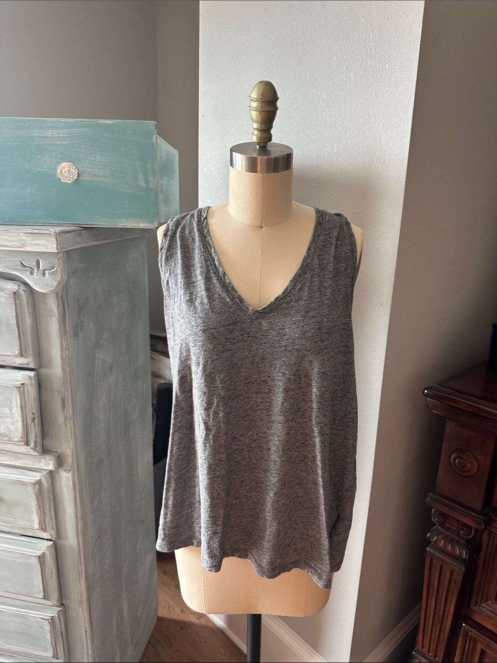 Madewell Cotton VNeck Tank Top Gray Heather - Picture 4 of 9